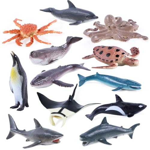 kukifun 12Pack Meerestier Figuren Kuchen Topper, Assorted Ozean Kreatur Realistische Figur Hai Wal Oktopus Schildkröte Krabbe Manta Pinguin für Kinder Geburtstag Baby Show Party Dekorationen kukifun 12Pack Meerestier Figuren Kuchen Topper, Assorted Ozean Kreatur Realistische Figur Hai Wal Oktopus Schildkröte Krabbe Manta Pinguin für Kinder Geburtstag Baby Show Party Dekorationen von kukifun