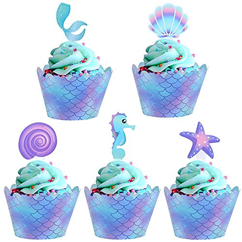 Kukifun Meerjungfrau Tortendeko - 40 Stück Meerjungfrau Kuchen Deko & Cupcake Topper Set für Mädchen Geburtstagsparty, Babyparty & Unterwasserparty Kukifun Meerjungfrau Tortendeko - 40 Stück Meerjungfrau Kuchen Deko & Cupcake Topper Set für Mädchen Geburtstagsparty, Babyparty & Unterwasserparty von kukifun