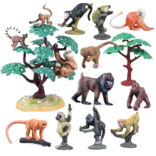 kukifun 16-teiliges Affen-Set, realistische Primaten-Figuren, Mandrill, Lemur, Gorilla, Faultier, mit Bäumen für Kinder, Bildung, Geburtstagsdeko & Schulprojekte kukifun 16-teiliges Affen-Set, realistische Primaten-Figuren, Mandrill, Lemur, Gorilla, Faultier, mit Bäumen für Kinder, Bildung, Geburtstagsdeko & Schulprojekte von kukifun