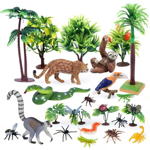 kukifun 26-teiliges Regenwald-Tierset, realistische Dschungeltiere wie Schlange, Faultier, Leopard, AFFE, Vogel, Insekten & Bäume für Kinder, Bildung, Geburtstag, Deko & Schulprojekte kukifun 26-teiliges Regenwald-Tierset, realistische Dschungeltiere wie Schlange, Faultier, Leopard, AFFE, Vogel, Insekten & Bäume für Kinder, Bildung, Geburtstag, Deko & Schulprojekte von kukifun