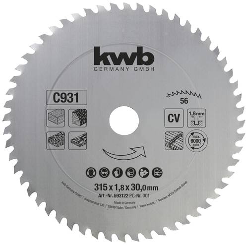 Kwb 593122 Kreissägeblatt 315 x 30mm 1St. von kwb
