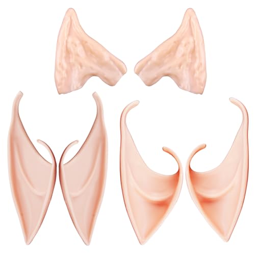 Pixie Elfenohren für Cosplay, Pixie Fairy Goblin Vampir-Latexohren für Halloween-Kostüm, Anime-Party, Maskerade, Verkleidung, Rollenspiel-Zubehör für Erwachsene und Kinder, wiederverwendbar und Pixie Elfenohren für Cosplay, Pixie Fairy Goblin Vampir-Latexohren für Halloween-Kostüm, Anime-Party, Maskerade, Verkleidung, Rollenspiel-Zubehör für Erwachsene und Kinder, wiederverwendbar und von kwinfei