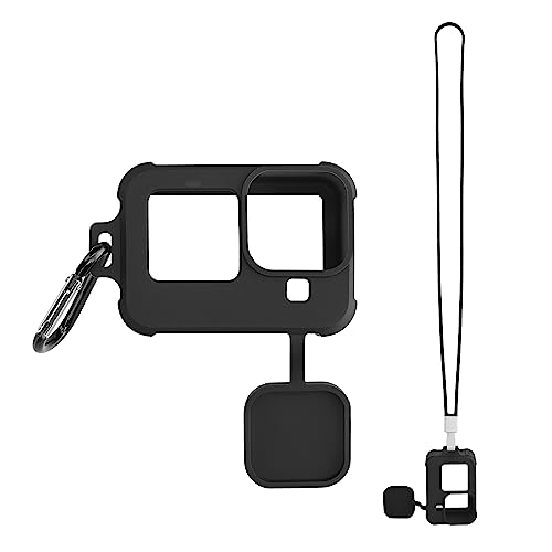 kwmobile Silikon Hülle kompatibel mit GOPro HERO11 Black / HERO10 Black / HERO9 Hülle - Kamera Tasche Schutzhülle - Cover mit Band in Schwarz von kwmobile