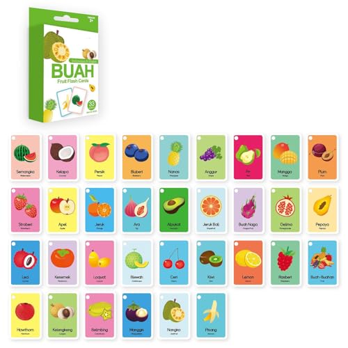 33pcs Zweisprachige Lernkarten Für Kinder Mit Indonesischen Und Englischen Tiervokabeln Tränenresistente Flitzkarten Set Set von kwoifioy