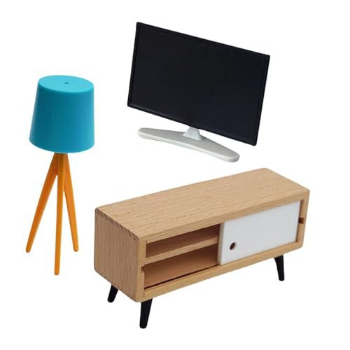 Simulation Dollhouses Fernseher Und Schrankset Mit Stehlampe Zur Verbesserung Der Miniatur Innenausstattung Anzeigen Modellmöbel von kwoifioy