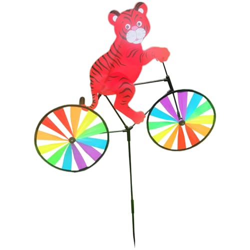 kwoifioy Dynamic Animal Byking Windmühle Mit 360 Grad Blick Auf Rasendekoration Garten Decors Kindertier Reitwindmühle Spielzeug von kwoifioy