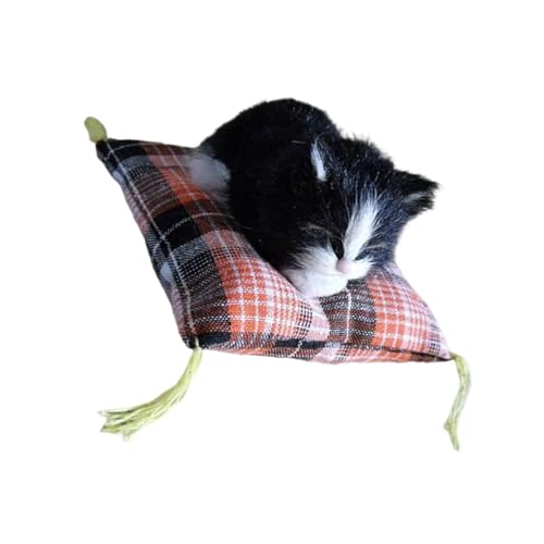 kwoifioy Realistische Gefüllte Plüsch Puppensimulation Pelzige Plüsch Schlafkatzen Statue Mit Kissenmatten Home Ornament Dekoration von kwoifioy