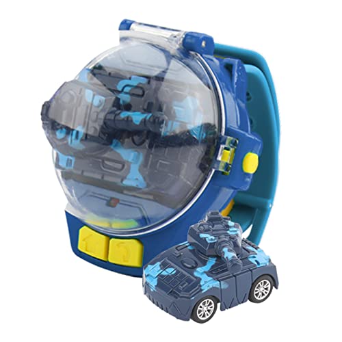 kyaoayo Mini Fernbedienung Auto Uhr Spielzeug, 2.4 GHz USB Ferngesteuertes Rennwagen Armbanduhr, Niedliches Panzerauto-Spielzeug, Geschenke Indoor & Outdoor Spiele für Kinder RC Auto Car (Blau) von kyaoayo