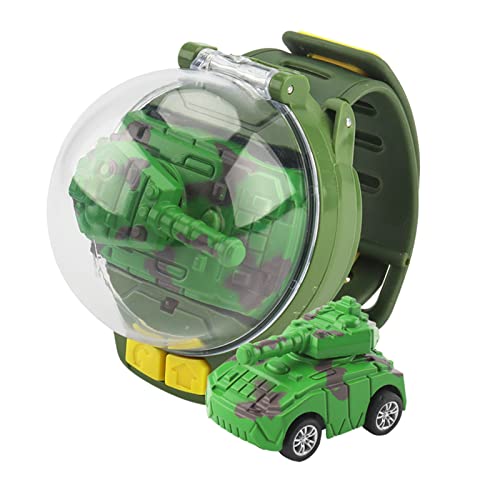 kyaoayo Mini Fernbedienung Auto Uhr Spielzeug, 2.4 GHz USB Ferngesteuertes Rennwagen Armbanduhr, Niedliches Panzerauto-Spielzeug, Geschenke Indoor & Outdoor Spiele für Kinder RC Auto Car (Grün) von kyaoayo