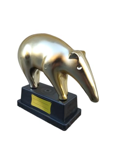 Tapir aus Gold Trophäe, personalisierbar, Witze für Party, Geburtstag, Witz, Oscar-Figur mit Widmung Tapir personalisiert, Geschenke, Witz, mit Schild Größe 19 x 17 x 7 cm von l&j