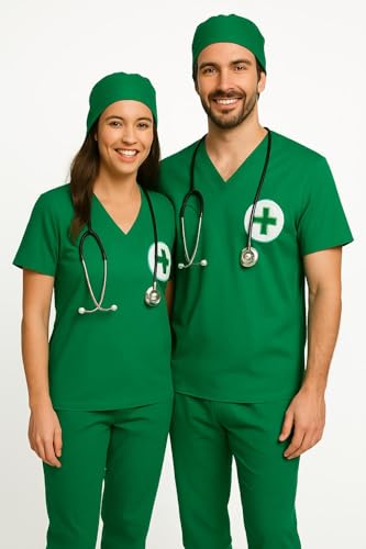 labreeze Erwachsenenkostüm Chirurgen für Paare - Passende Arzt Verkleidung Outfits für Männer Frauen mit Scrub Tops, Hosen, Mützen & Gesichtsmasken - Halloween & Rollenspiel Set labreeze Erwachsenenkostüm Chirurgen für Paare - Passende Arzt Verkleidung Outfits für Männer Frauen mit Scrub Tops, Hosen, Mützen & Gesichtsmasken - Halloween & Rollenspiel Set von labreeze