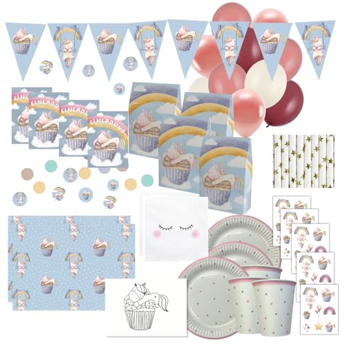 Ultimatives Partyset zum Einhorn Geburtstag - Baby Einhorn Kindergeburtstag Deko für Mädchen - Einladungen, Tischdeko und Mitgebseltüten - in einer Box- produziert in der EU, Startup aus Deutschland Ultimatives Partyset zum Einhorn Geburtstag - Baby Einhorn Kindergeburtstag Deko für Mädchen - Einladungen, Tischdeko und Mitgebseltüten - in einer Box- produziert in der EU, Startup aus Deutschland von lachentutgut.de