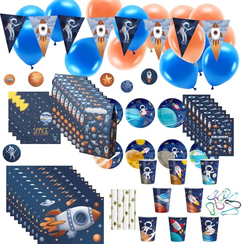lachentutgut.de Ultimatives Partyset zum Weltall Geburtstag - Kindergeburtstag Deko für Jungs und Mädchen - liebevolle Dekoration für den Weltraum Geburtstag von lachentutgut.de