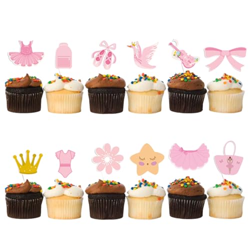 12 Stück Ballett Kuchen Topper, Baby Shower Muffin Deko Gender Reveal Party Deko, Ballett Party, Geburtstag, Baby Duschen, Tanzen Thema Partei von lafomukea