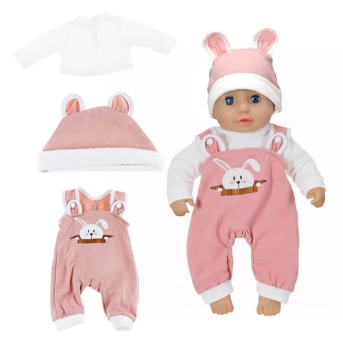Kleidung Outfits für Baby Puppen Kleidung, Puppenkleidungsset, Puppenkleidung 18 Zoll, Kleidung Puppenzubehör mit Hut für Kinder Mädchen Jungen (Hasen) von lafomukea