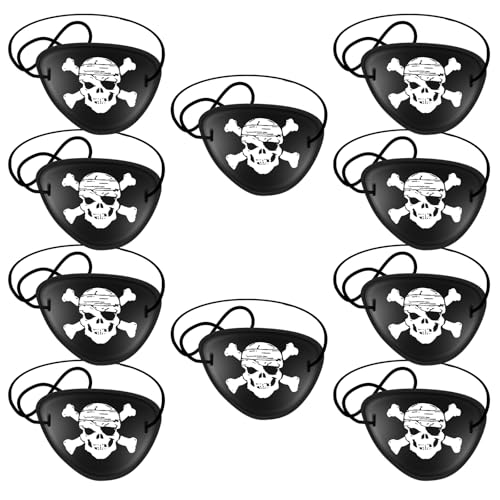 10 Stück Augenklappe Pirat, Kunststoff Elastische Augenklappe Kinder, Verstellbare Pirate Eye Patches, Skelett Captain Augenklappen für Piraten-Mottopartys, Kindergeburtstage, Performance Requisiten 10 Stück Augenklappe Pirat, Kunststoff Elastische Augenklappe Kinder, Verstellbare Pirate Eye Patches, Skelett Captain Augenklappen für Piraten-Mottopartys, Kindergeburtstage, Performance Requisiten von lahnao