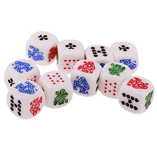 lahomia 10 Stück Six Sided Poker Würfel Set für Party Pub Bar Poker Karten Brettspielzeug von lahomia