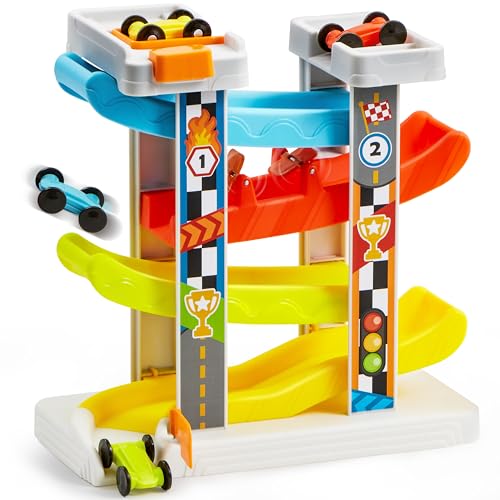 lalalark Kleinkindspielzeug für Babys ab 18 Monaten, 4-stöckige Autorennbahn mit 4 Autos, Mehreren Parkplätzen und Startknopf, Geburtstagsgeschenk für Kinder lalalark Kleinkindspielzeug für Babys ab 18 Monaten, 4-stöckige Autorennbahn mit 4 Autos, Mehreren Parkplätzen und Startknopf, Geburtstagsgeschenk für Kinder von lalalark