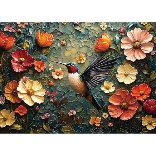 1000 Teile Puzzles für Erwachsene, Vintage-Blumen-Puzzle, Retro-Vogel-Puzzle, 1000 Teile, kreative Spiele und Geschenke, schwieriges Ölgemälde-Puzzle, Heimdekor-Spielzeug für Erwachsene (69,8 x 49,8 1000 Teile Puzzles für Erwachsene, Vintage-Blumen-Puzzle, Retro-Vogel-Puzzle, 1000 Teile, kreative Spiele und Geschenke, schwieriges Ölgemälde-Puzzle, Heimdekor-Spielzeug für Erwachsene (69,8 x 49,8 von lamplig