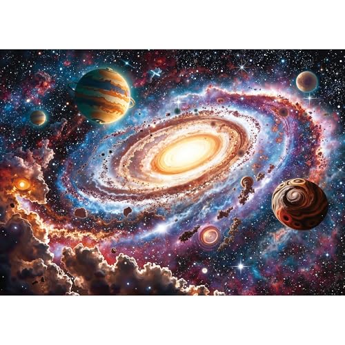 500-teiliges Puzzle für Erwachsene, Weltraum-Puzzle, Galaxie-Planeten-Puzzle, 500 Teile, Sonnensystem, kreative Spiele und Ostergeschenke, Heimdekor-Spielzeug für Erwachsene (52,1 x 37,8 cm), 1:1 von lamplig