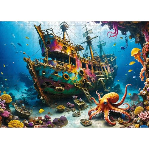 lamplig Puzzles für Erwachsene 1000 Teile - Octopus Piratenschiff Ozean Meer - 1000 Teile Puzzles mit Buchstaben auf der Rückseite - Puzzles 1000 Teile für lustige Spielabende - 70,1 cm L x 52,1 cm B, lamplig Puzzles für Erwachsene 1000 Teile - Octopus Piratenschiff Ozean Meer - 1000 Teile Puzzles mit Buchstaben auf der Rückseite - Puzzles 1000 Teile für lustige Spielabende - 70,1 cm L x 52,1 cm B, von lamplig