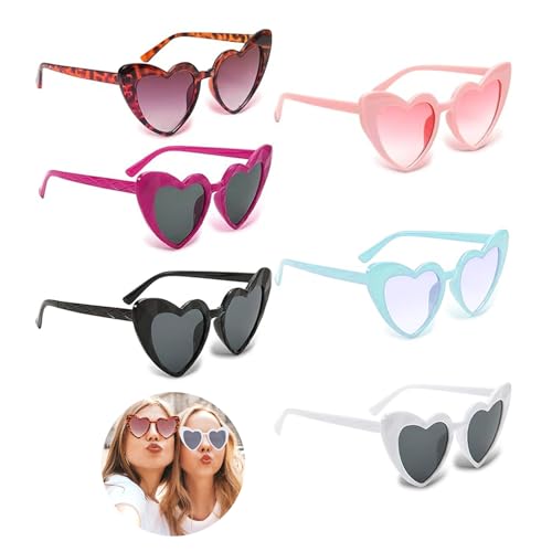 6 Stück herzförmige Sonnenbrillen, Vintage-Sonnenbrillen in Herzform, Partybrillen in magischen Farben, herzförmige Brillen im 90er-Jahre-Stil für Kinder und Erwachsene für Partys, Hochzeiten und Karn 6 Stück herzförmige Sonnenbrillen, Vintage-Sonnenbrillen in Herzform, Partybrillen in magischen Farben, herzförmige Brillen im 90er-Jahre-Stil für Kinder und Erwachsene für Partys, Hochzeiten und Karn von langyoujia