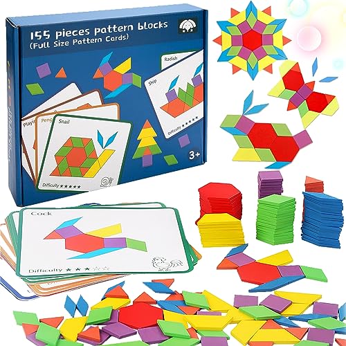 155 Stück Tangram, Tangram Kinder Geometrische Formen, Geometrische Formen Tangrams Holz Puzzle Spielzeug, Tangram Holz, Mit Tasche Und 12 Karten, Für Kinder Mädchen Jungen Ab 3 Jahr von lankai