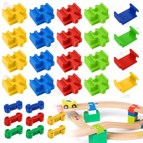 Lankai 28 Stück Connectors Eisenbahn Spielzeug Zubehör, Adapter Für Schienenbahn, Holzeisenbahn Verbinde, Schienenverbinder Aus Kunststoff Geeignet Für Kinder Im Alter Von 3-5 von lankai
