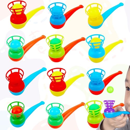 lankai 12 Stück Party Puste Spiel, Biluer Puste Spiel Mit, Kunststoff Schwimm Ball, Balance Pipe Ball Spielzeug, Lustige Partygeschenke, Kids Party Favors, Kinderspielzeug (Farbe zufällig) von lankai