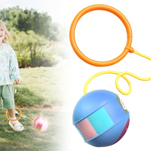 Springring Fußkreisel, 2025 Neuer Flash Springseil Ball, Outdoor Spiele für Kinder, Bewegung, Unterhaltung, Stressabbau, Geeignet für Kinder, Erwachsene (Blau) von laocaf