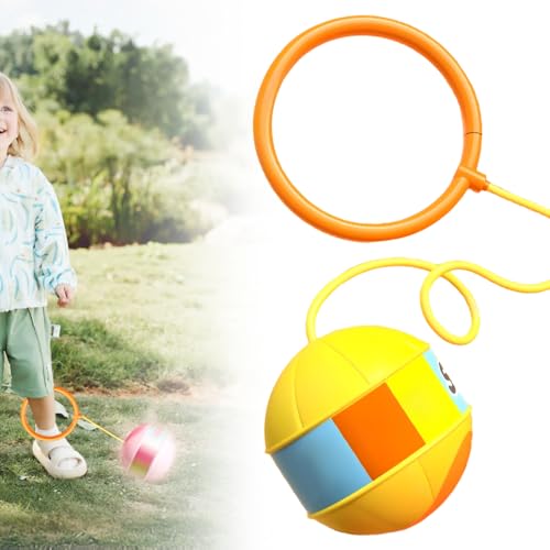 Springring Fußkreisel, 2025 Neuer Flash Springseil Ball, Outdoor Spiele für Kinder, Bewegung, Unterhaltung, Stressabbau, Geeignet für Kinder, Erwachsene (Gelb) von laocaf