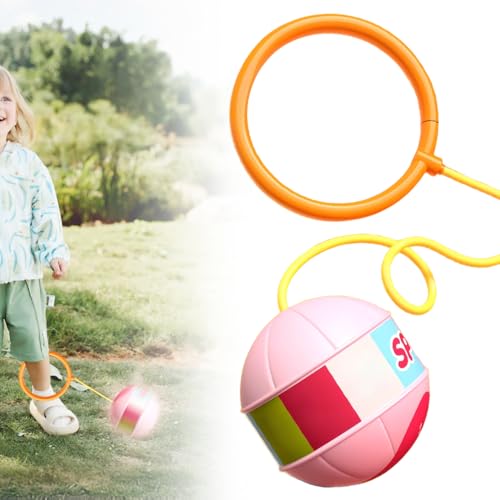 Springring Fußkreisel, 2025 Neuer Flash Springseil Ball, Outdoor Spiele für Kinder, Bewegung, Unterhaltung, Stressabbau, Geeignet für Kinder, Erwachsene (Rosa) von laocaf