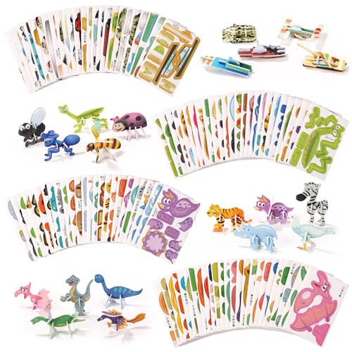 100stk Pädagogisches 3D Puzzle Kinder, Kinderspielzeug ab 3 Jahre Puzzle Vielseitige DIY-Bastelgeschenke 3D Tiere Dinosaurier Flugzeuge Insekten kunsthandwerk für Kleinkinder Jungen Mädchen 100stk Pädagogisches 3D Puzzle Kinder, Kinderspielzeug ab 3 Jahre Puzzle Vielseitige DIY-Bastelgeschenke 3D Tiere Dinosaurier Flugzeuge Insekten kunsthandwerk für Kleinkinder Jungen Mädchen von lasuroa