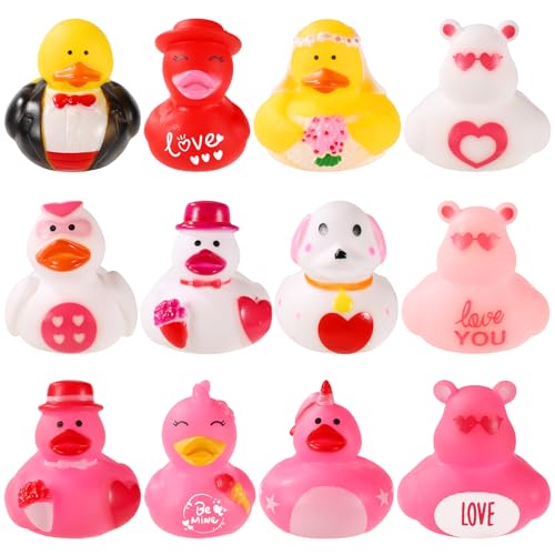 12 Stück Gummienten zum Valentinstag, 5,5x5cm Süß Badeentenspielzeug Bunt Geschenkdekoration als Ente zum Valentinstag Partygeschenke zum Valentinstag für Kinder Baden 12 Stück Gummienten zum Valentinstag, 5,5x5cm Süß Badeentenspielzeug Bunt Geschenkdekoration als Ente zum Valentinstag Partygeschenke zum Valentinstag für Kinder Baden von lasuroa