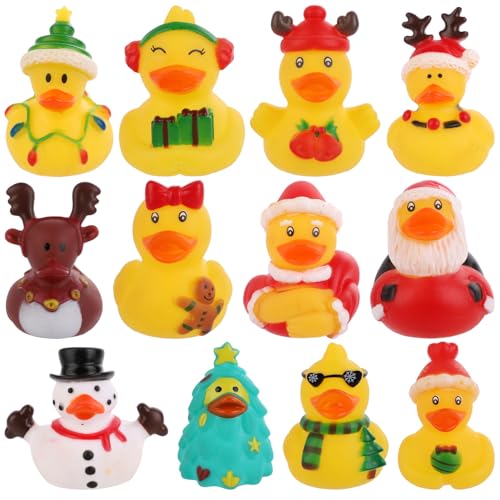 12stk Weihnachts-Gummiente, Kleine Weihnachts-Gummiente Verschiedene Gummienten Badeenten Gummi Gummienten-Set Kleine für Weihnachtsfeiergeschenke Dekoration(Stil 1) von lasuroa
