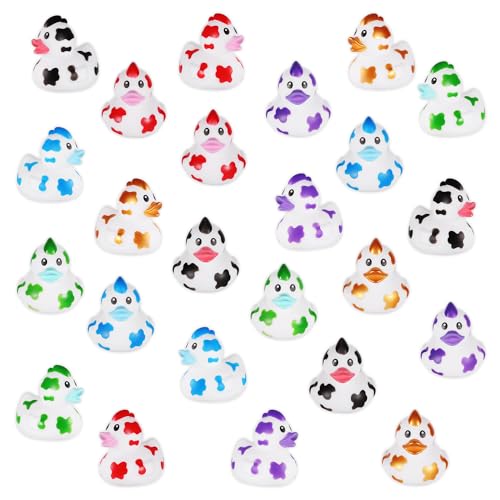 24st Mini Kuh Gummienten, 6 Farben Kuh Aufdruck Ente Lustige Neuheit Gummiente Kuh Cowboy Ente Baby Badewannen Entenspielzeug für Babyparty Partygeschenke Dekoration Schwimmbadzubehör 24st Mini Kuh Gummienten, 6 Farben Kuh Aufdruck Ente Lustige Neuheit Gummiente Kuh Cowboy Ente Baby Badewannen Entenspielzeug für Babyparty Partygeschenke Dekoration Schwimmbadzubehör von lasuroa