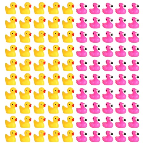 Enten Miniaturfiguren, 50PCS Kleine Flamingo + 50PCS Mini Tierfiguren Enten Mini Harz Enten zum Basteln Ente Miniatur Figuren Dekorationen für Zuhause Landschaft Puppenhaus Ornament von lasuroa
