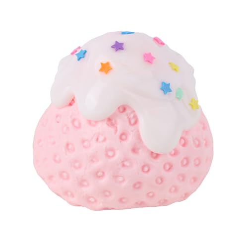 Erdbeer-Quetschspielzeug, 7cm Groß Matschiges Essen Süß Weich Quetsch-Erdbeere Zappelspaß und Sensorisches Spiel Kawaii-Frucht Angst Neuartiges Spielzeug für Kinder und Erwachsene (Rosa) von lasuroa