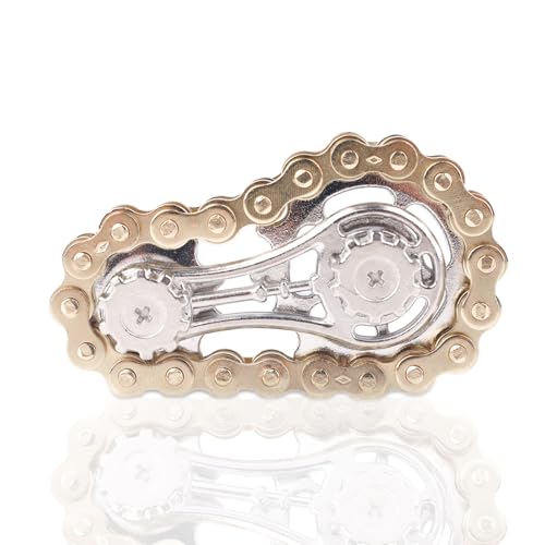 Fidget-Ketten-Spielzeug für Erwachsene & Jugendliche, Metall Fahrradkette Fidget Entspannungs-Spielzeug Coole Zahnräder Schreibtisch-Gadgets Stressabbau Werkzeug Büro Geschenk (Gold) von lasuroa