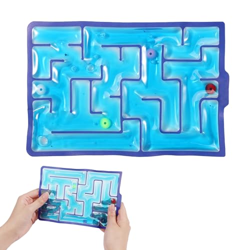 Gel Labyrinth, Sensorisches Spielzeug Fidget Marmor Labyrinth Gefüllt mit Flüssigkeit Taktiles Spielzeug Fidget Spielzeug Quetschspielzeug für Autistische Kinder (Blau) von lasuroa