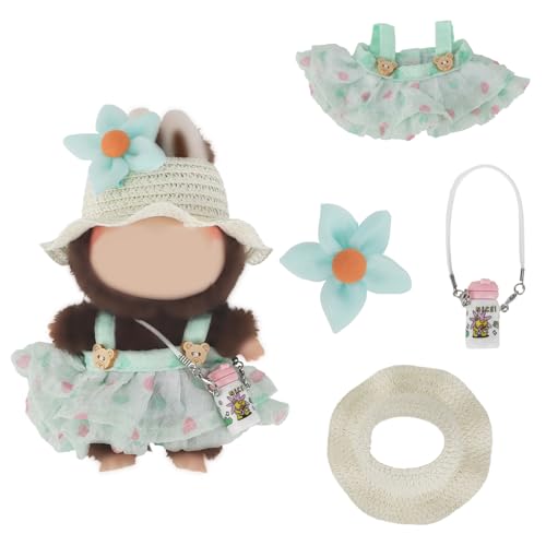 Puppenkleidungsset, Kawaii-Outfits für 17cm Plüschpuppen Accessoires Sommerkleid modische süße Kleidung mit Strohhut Wasserflasche für Ausstellungsstücke und Sammler Puppenkleidungsset, Kawaii-Outfits für 17cm Plüschpuppen Accessoires Sommerkleid modische süße Kleidung mit Strohhut Wasserflasche für Ausstellungsstücke und Sammler von lasuroa