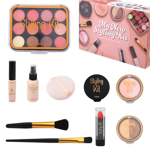lasuroa 10 Stück Kinder-Schminkset, Realistisches Make-up Spielset für Kleinkinder und Mädchen 3–5 Jahre Kosmetikspielzeug Perfektes Weihnachts- oder Geburtstagsgeschenk (Braun) von lasuroa