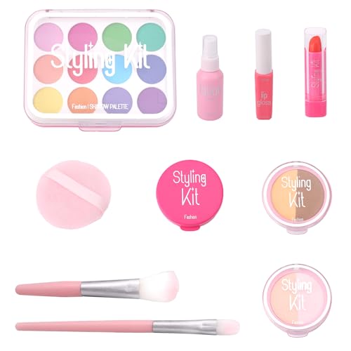 lasuroa 10 Stück Spielset zum Vortäuschen von Make-up, Kinder Falsches Make-up Spielset Realistisch Kosmetikspielzeug für Kleinkinder 3–5 Jahre Mädchen Weihnachts- und Geburtstagsgeschenk (Rot) von lasuroa