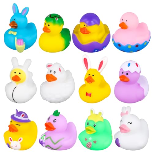 lasuroa 12 Stück Oster Gummienten, Neuheit Ostereier Hasen Enten Bunt Gummi Enten für Baden, Verschiedene Quetsche Ente Bade Enten Spielzeug für Kinder Babypartys Sommer-Strandparty-Geschenke lasuroa 12 Stück Oster Gummienten, Neuheit Ostereier Hasen Enten Bunt Gummi Enten für Baden, Verschiedene Quetsche Ente Bade Enten Spielzeug für Kinder Babypartys Sommer-Strandparty-Geschenke von lasuroa