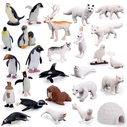 lasuroa 25 Stück Arktische Tierfiguren, Realistische Polartier Spielzeuge mit Iglu Modell PVC Tundra Kleinfiguren Pinguin Miniatur für Kuchendekoration Winter Miniaturspielzeug lasuroa 25 Stück Arktische Tierfiguren, Realistische Polartier Spielzeuge mit Iglu Modell PVC Tundra Kleinfiguren Pinguin Miniatur für Kuchendekoration Winter Miniaturspielzeug von lasuroa