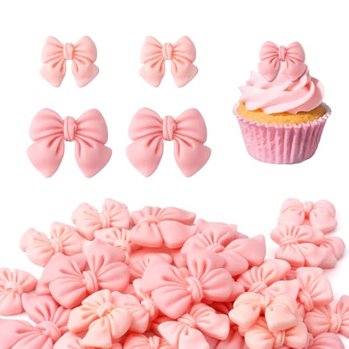 lasuroa 30stk Rosa Cupcake Topper Schleifen, Niedlich Schleife Kuchen Deko Rosa Lustig Tortenaufsatz Bowtie Themed Dekor für Geburtstag Party Hochzeit Feier von lasuroa