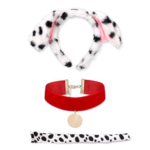 lasuroa 3stk Dalmatiner Kostüm, Hochwertiges Stoff-Dalmatiner Stirnband Stoffschwanz und Samt-Halsband Dalmatiner-Kostüm-Set Dalmatiner-Kostüm-Zubehör Party-Verkleidungszubehör für Kinder Erwachsene lasuroa 3stk Dalmatiner Kostüm, Hochwertiges Stoff-Dalmatiner Stirnband Stoffschwanz und Samt-Halsband Dalmatiner-Kostüm-Set Dalmatiner-Kostüm-Zubehör Party-Verkleidungszubehör für Kinder Erwachsene von lasuroa