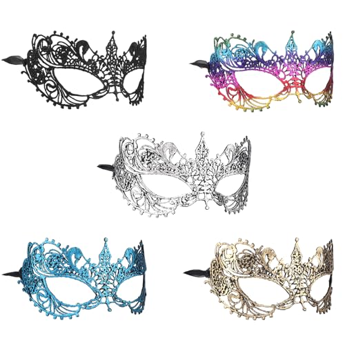lasuroa 5st Maskenball Maske Damen, Venezianische Spitzen Masken Geheimnisvoll Karneval Augenmasken für Maskenbälle Partys Karneval Halloween Kostümdekoration lasuroa 5st Maskenball Maske Damen, Venezianische Spitzen Masken Geheimnisvoll Karneval Augenmasken für Maskenbälle Partys Karneval Halloween Kostümdekoration von lasuroa