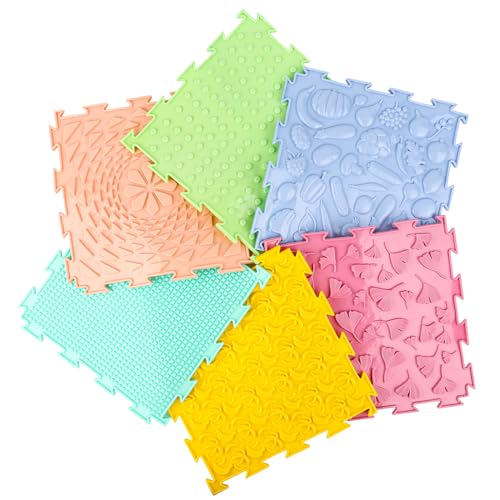 6 Teilig Sensorische Bodenmatten, Lustig Regenbogen Set aus Sensorische Matte Verschiedene Muster Sensorische Spiele Kinder Puzzle Matten Massagematte für Kinder Baby Spielmatte 6 Teilig Sensorische Bodenmatten, Lustig Regenbogen Set aus Sensorische Matte Verschiedene Muster Sensorische Spiele Kinder Puzzle Matten Massagematte für Kinder Baby Spielmatte von lasuroa