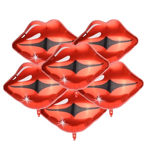 lasuroa 6stk Große Rote Lippenballons, 70cm Riesige Lippen-Kuss Folienballons für Valentinstag Make-up Motto Party Galentines Hochzeit Jubiläumsdekoration von lasuroa